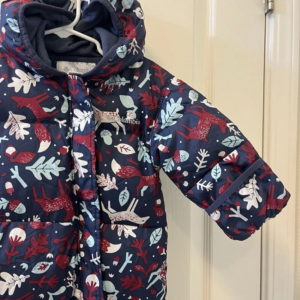 Columbia Infant Snuggly Bunny II Bunting Down Snowsuit Woodland Girls 6-12 Mos